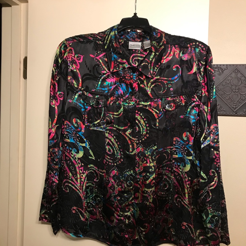 Multi-colored Chico’s Shirt size 3 which is like XL